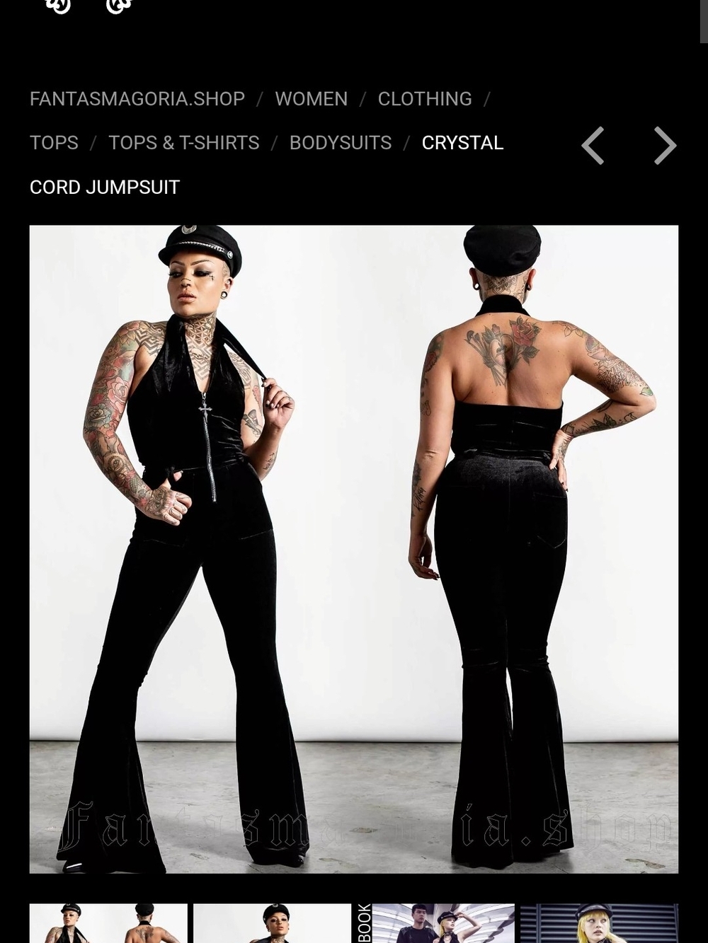 Killstar Black Flared Crystal Cord Jumpsuit - Picture 2 of 7